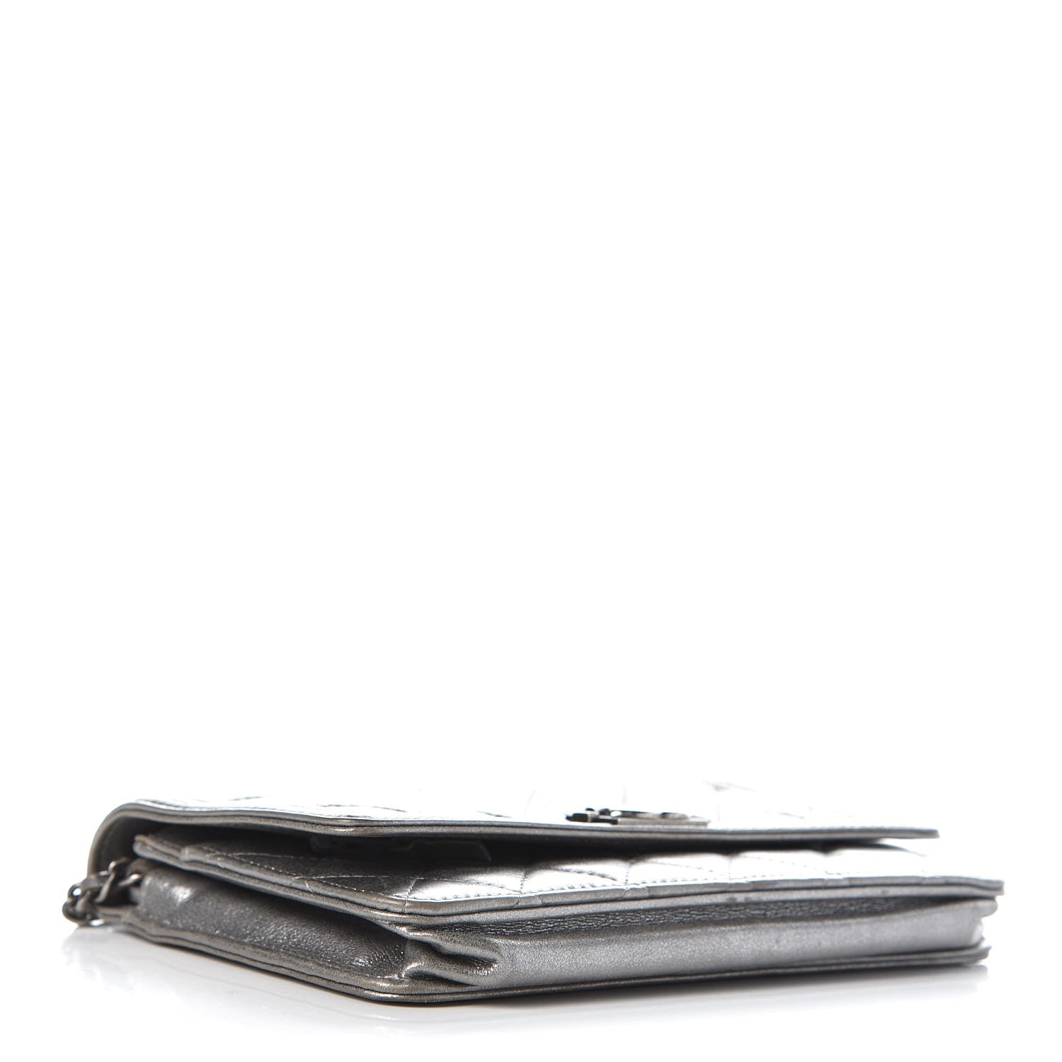Chanel Metallic Calfskin Quilted Boy Wallet On Chain WOC Silver 4 of 10