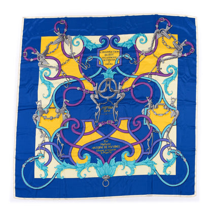 Hermes Cashmere Silk L'Instruction Du Roy Shawl 140 Caban Cobalt Turquoise 1 of 7