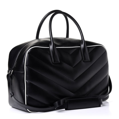 Saint Laurent Calfskin Medium Miles Logo Bowler Duffel Bag Black 3 of 12