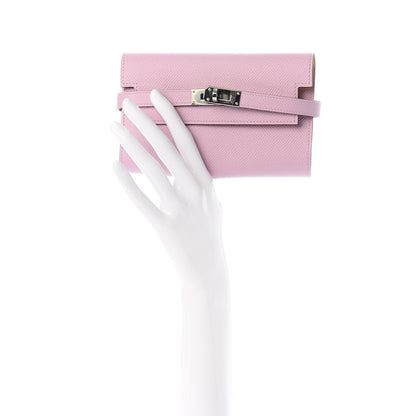 Hermes Epsom Medium Kelly Wallet Mauve Sylvestre Jaune de Naples 2 of 8
