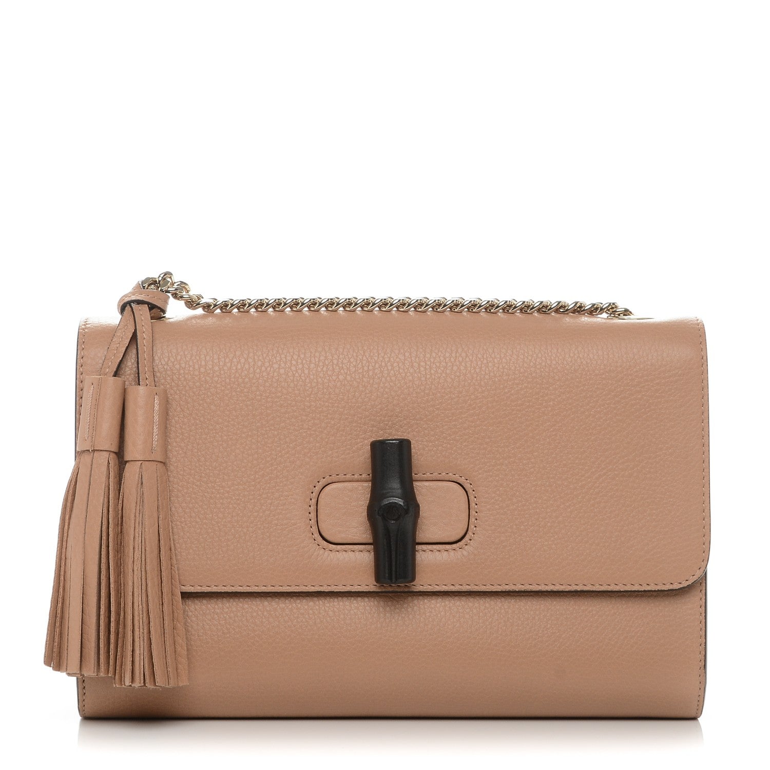 Gucci Pebbled Calfskin Medium Miss Bamboo Shoulder Bag Camelia 1 of 6