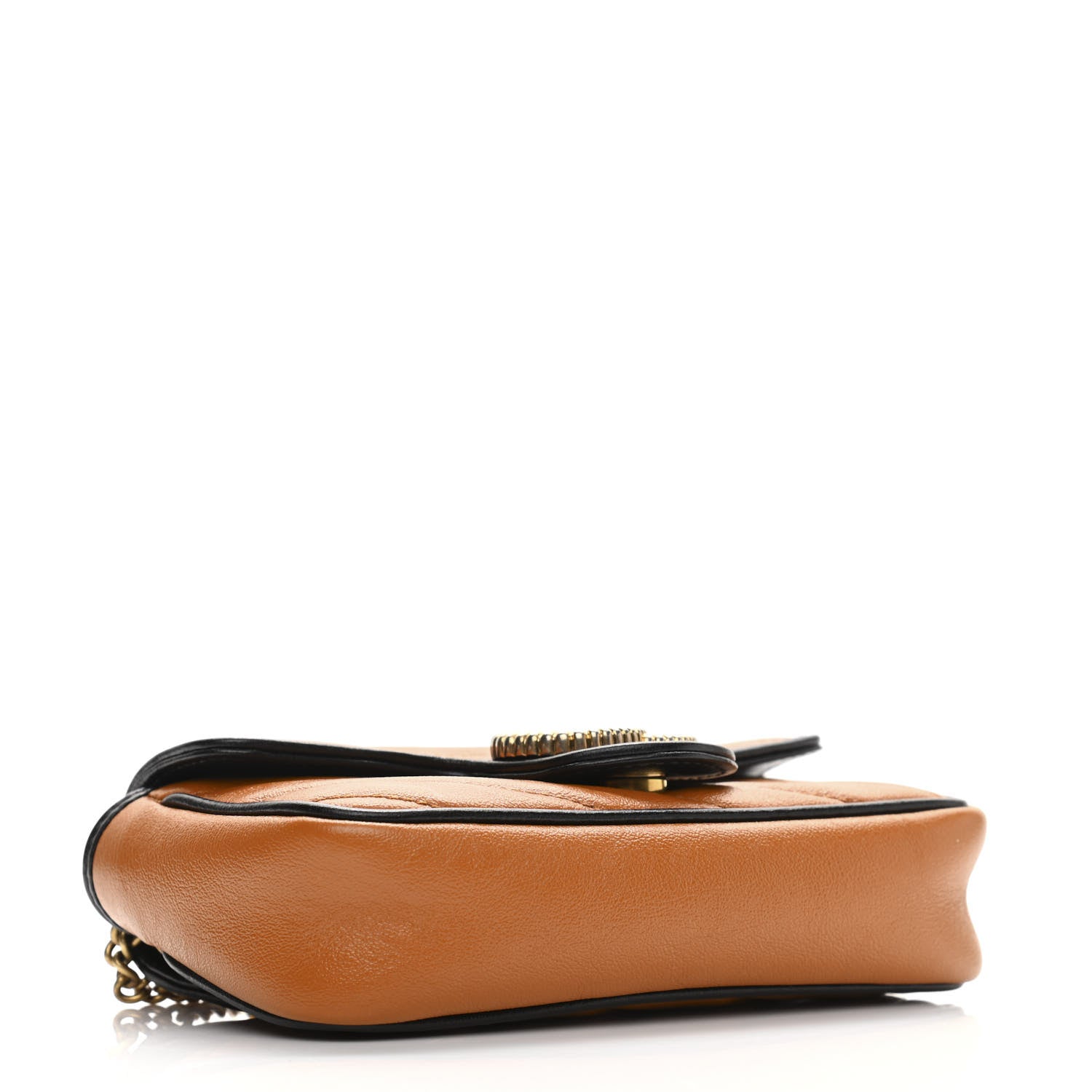 Gucci Vintage Effect Calfskin Matelasse Diagonal Super Mini Torchon GG Marmont Shoulder Bag Cognac 4 of 13