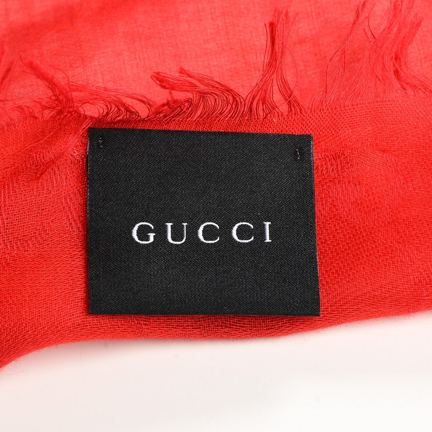 Modal Cotton Monogram Fringe Square Scarf Red