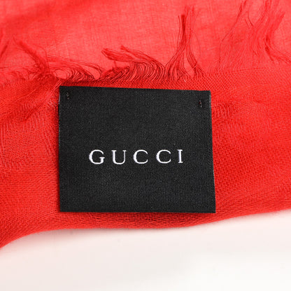 Gucci Modal Cotton Monogram Fringe Square Scarf Red 3 of 6