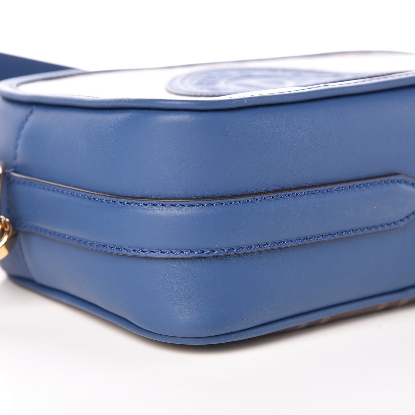 Glazed Fabric Vitello Century F is Fendi FF 1974 Stamp Patch Camera Case Mogano Panna Iris
