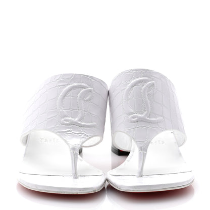Christian Louboutin Calfskin Crocodile Embossed CL Tongamule 55 Mule 38.5 White 2 of 7
