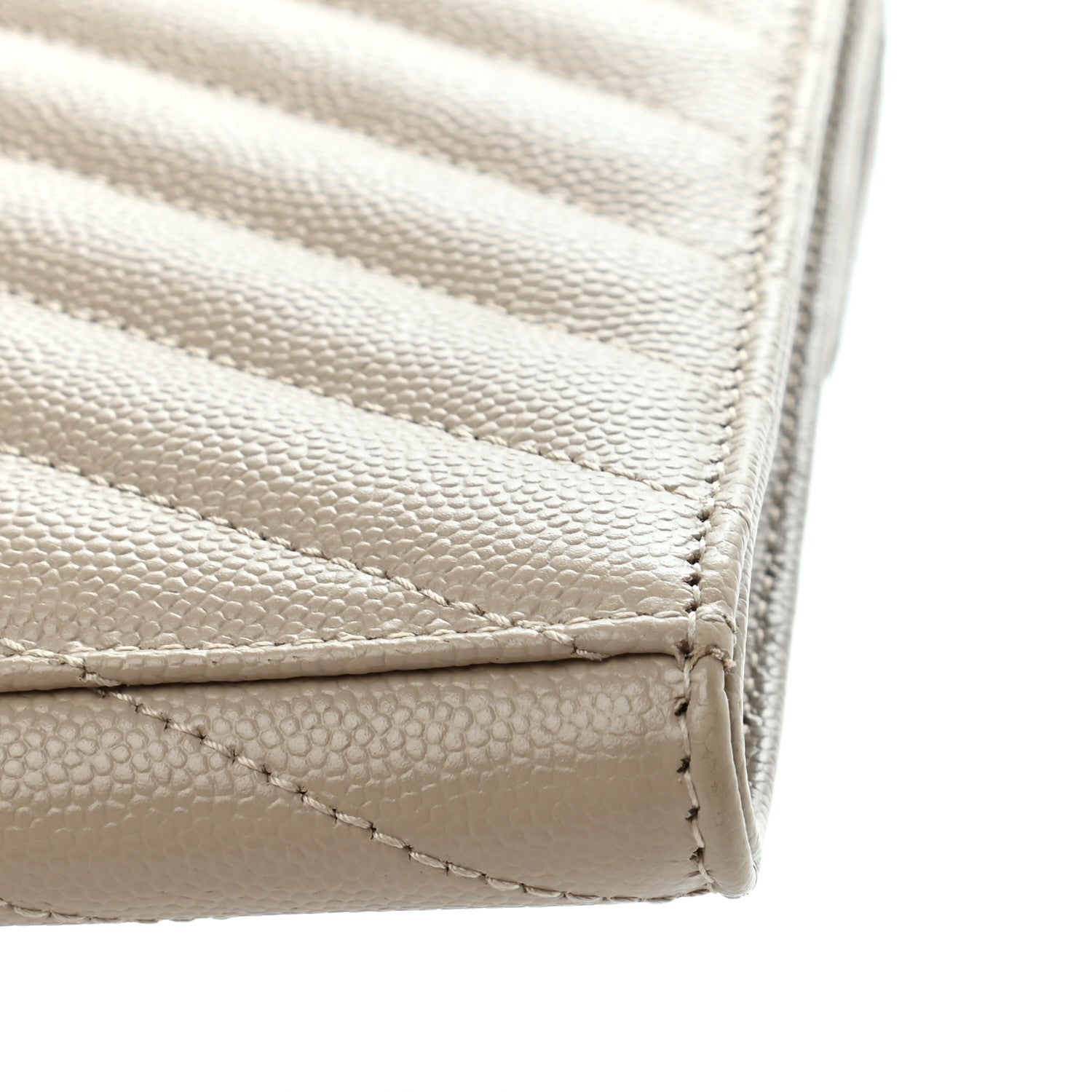 Saint Laurent Grain De Poudre Matelasse Chevron Monogram Envelope Clutch Dark Beige 10 of 13