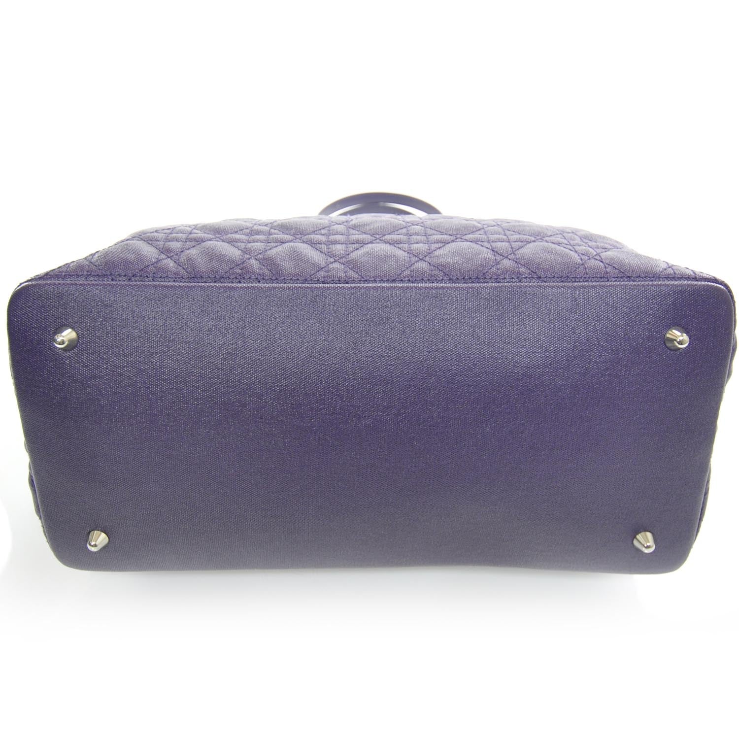 Christian Dior Coated Canvas Cannage Medium Panarea Tote Purple 4 of 8
