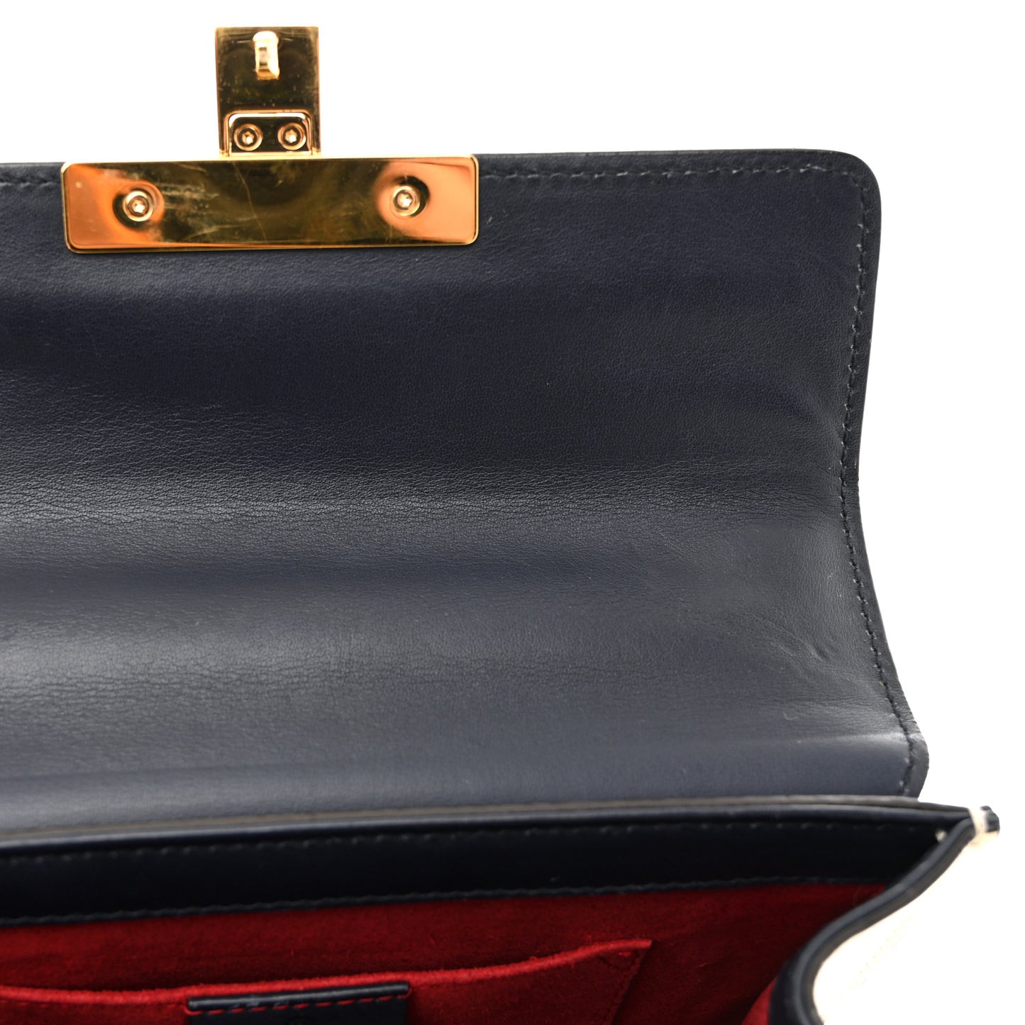 GG Supreme Monogram Moon Calfskin Small Padlock Shoulder Bag Beige Blue Mystic White Hibiscus Red