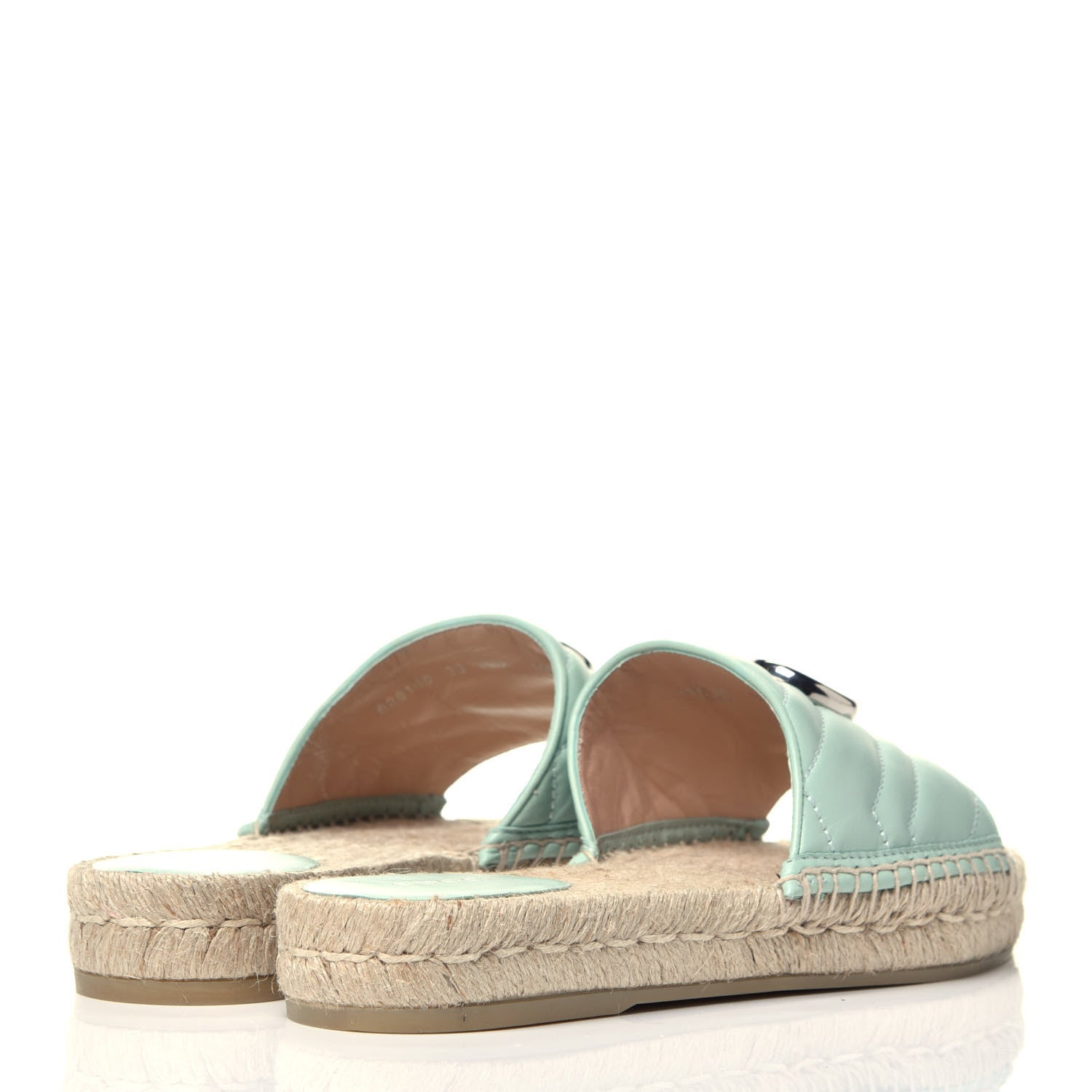Gucci Nappa Matelasse GG Marmont Espadrille Slide Sandals 38 Water Green 4 of 12