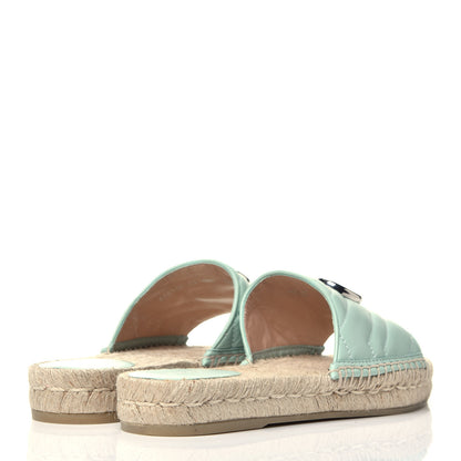 Gucci Nappa Matelasse GG Marmont Espadrille Slide Sandals 38 Water Green 4 of 12