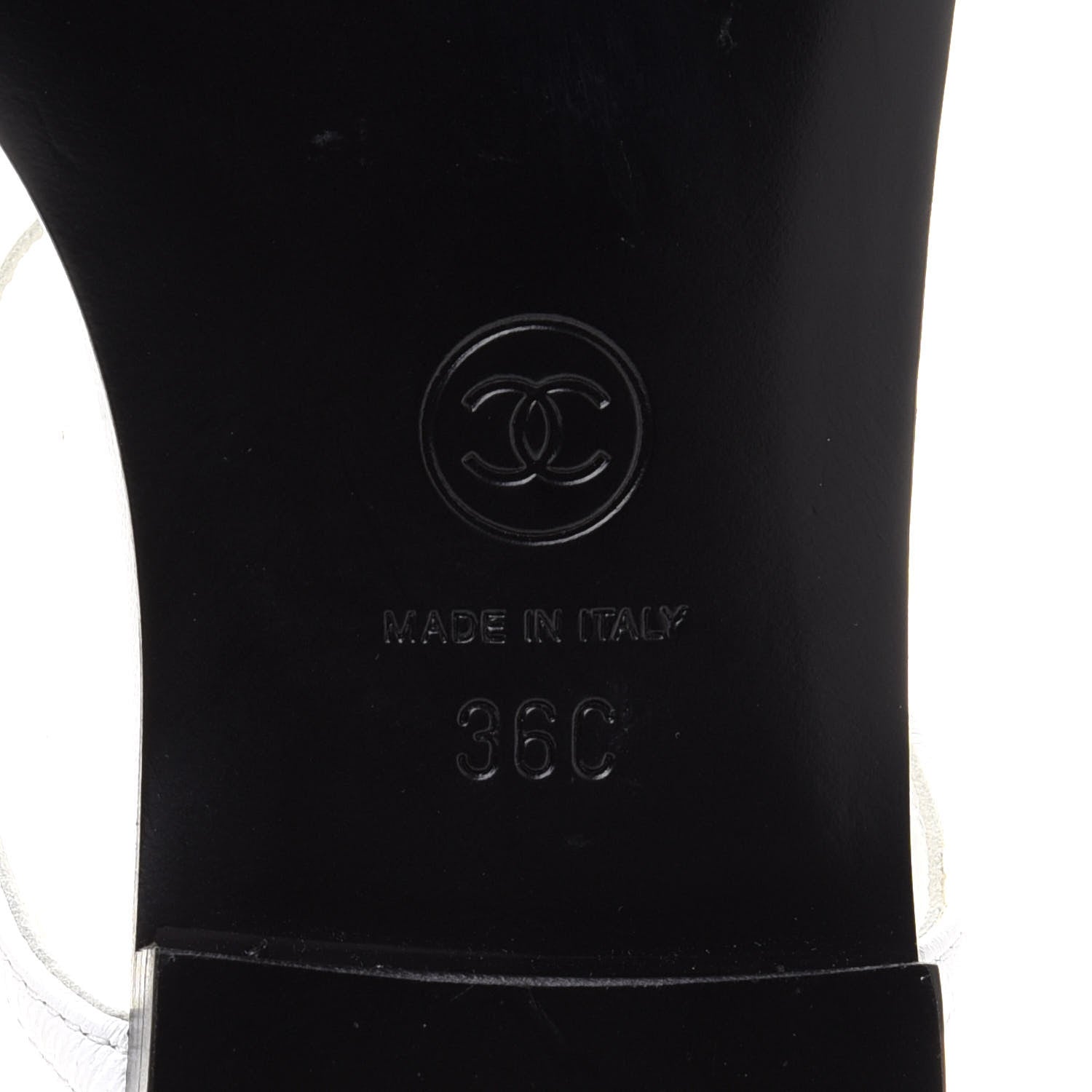 Chanel Lambskin CC Thong Sandals 36 White 7 of 9
