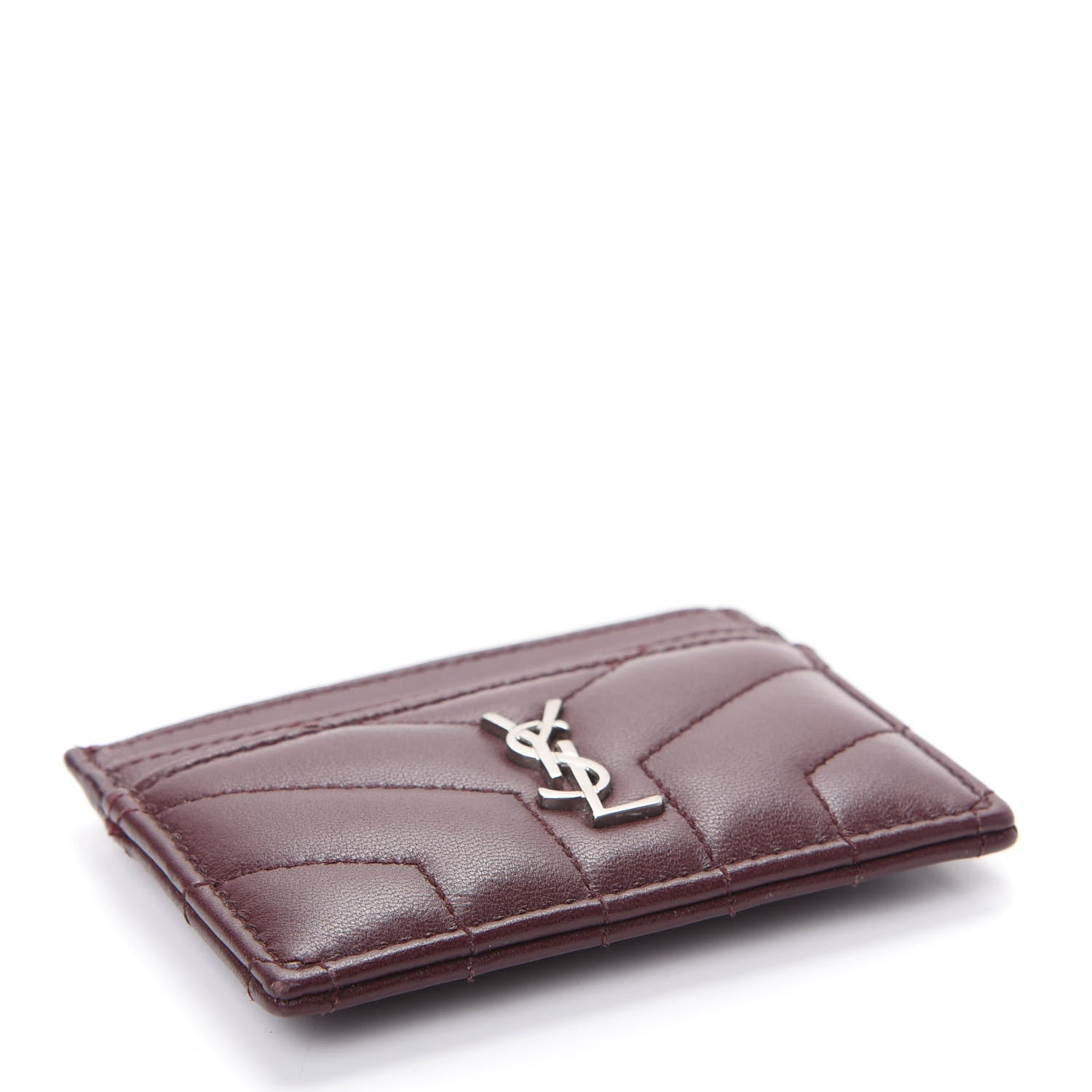 Saint Laurent Nappa Y Quilted Monogram LouLou Credit Card Case Rouge Legion 4 of 7
