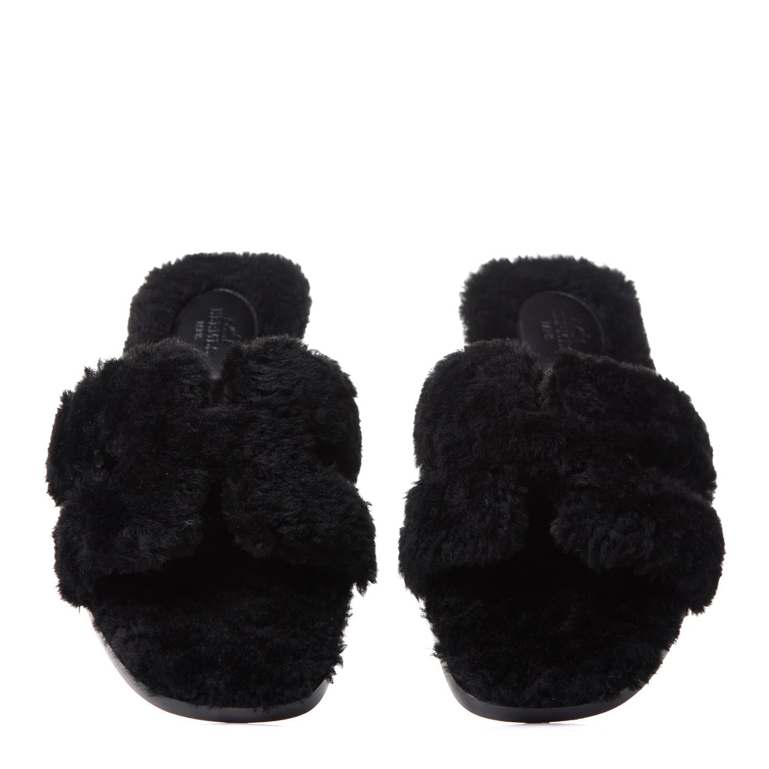 Hermes Woolskin Oran Sandals 37.5 Black 5 of 9