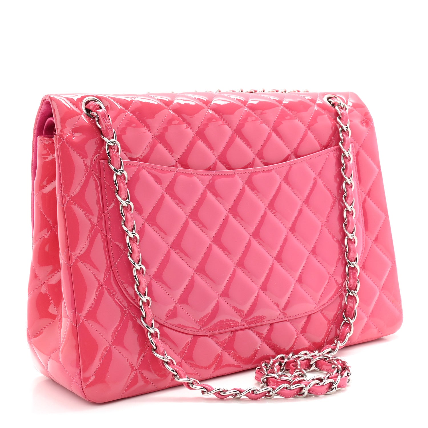 Chanel Patent Maxi Quilted Double Flap Fuchsia 3 of 12