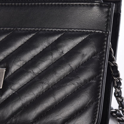 Chanel Aged Calfskin Chevron Quilted Reissue Wallet On Chain WOC Black 9 of 12