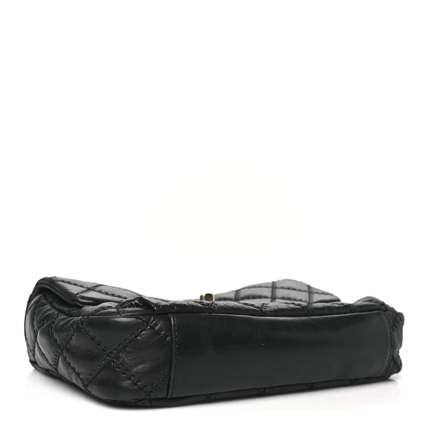 Calfskin Quilted Retro Chain Flap Black