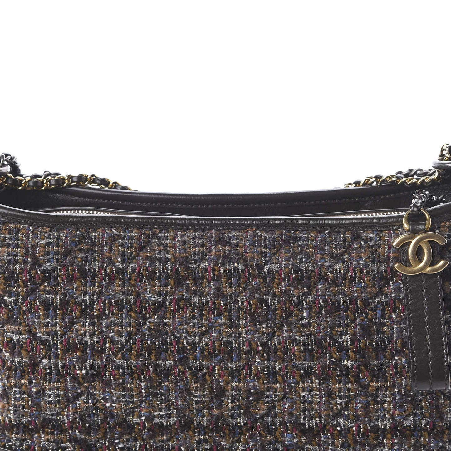 Tweed Calfskin Medium Gabrielle Hobo Brown