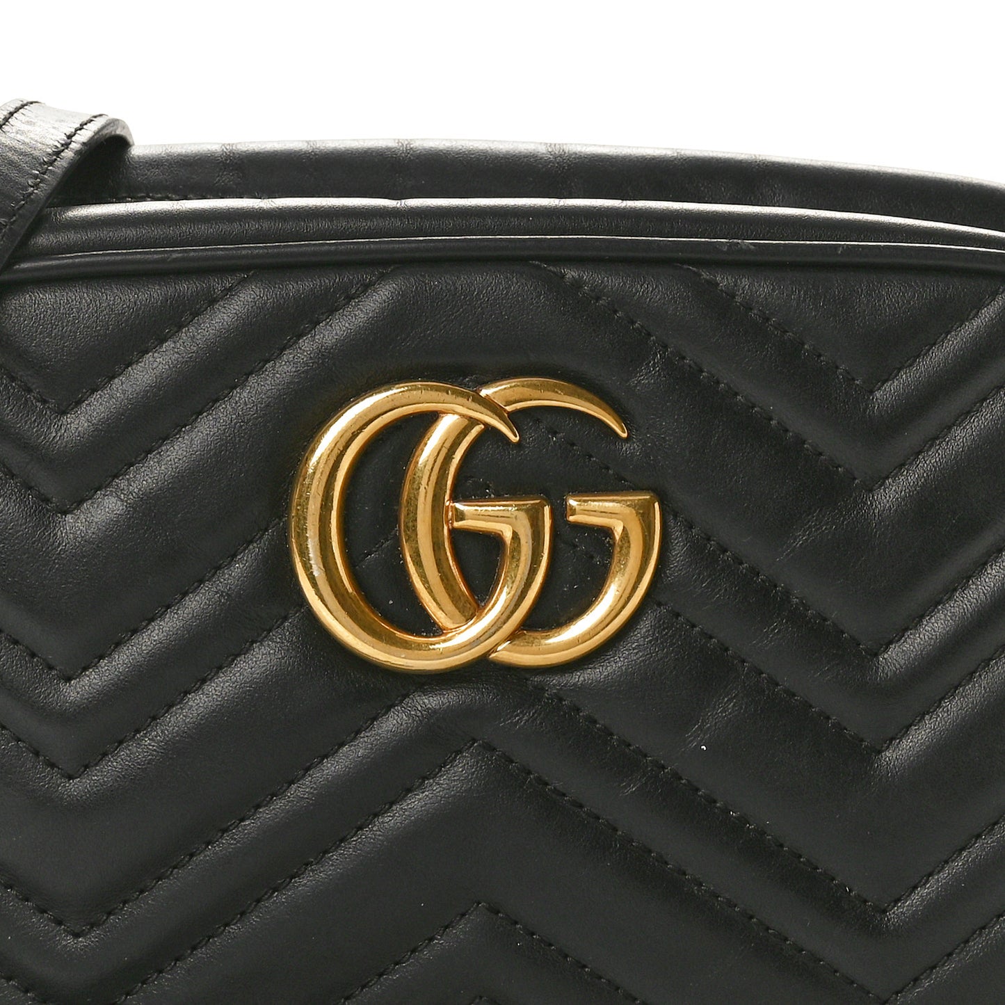 Calfskin Matelasse Small GG Marmont Chain Shoulder Bag Black