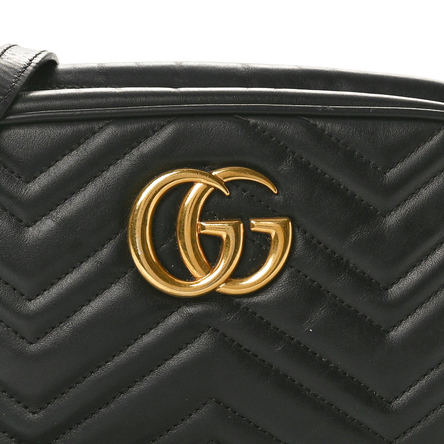 Gucci Calfskin Matelasse Small GG Marmont Chain Shoulder Bag Black 9 of 15