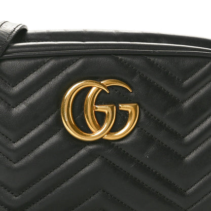 Gucci Calfskin Matelasse Small GG Marmont Chain Shoulder Bag Black 9 of 15