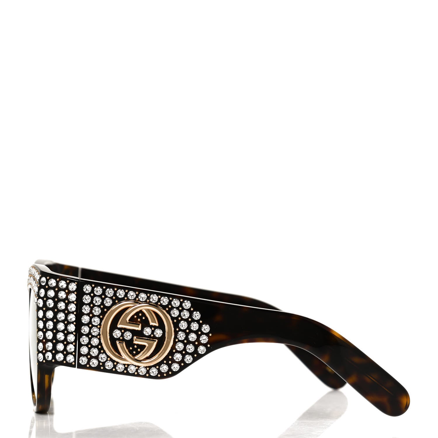 Gucci Acetate Crystal Oversize Hollywood Forever Sunglasses GG0144S Tortoiseshell 3 of 9