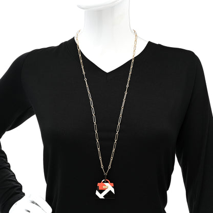 Hermes Amulette Laquee Kelly Pendant Necklace Gold Multicolor 2 of 7
