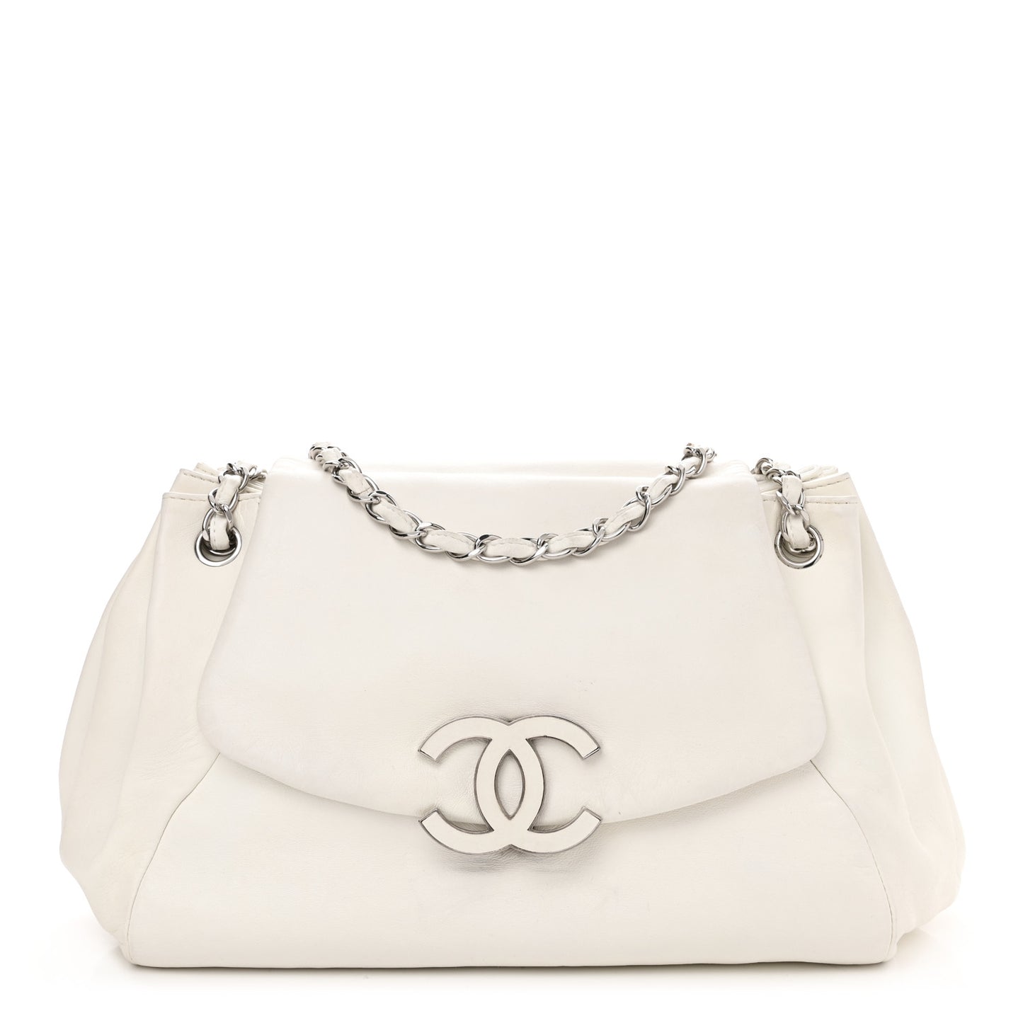 Lambskin Sensual Accordion Flap White