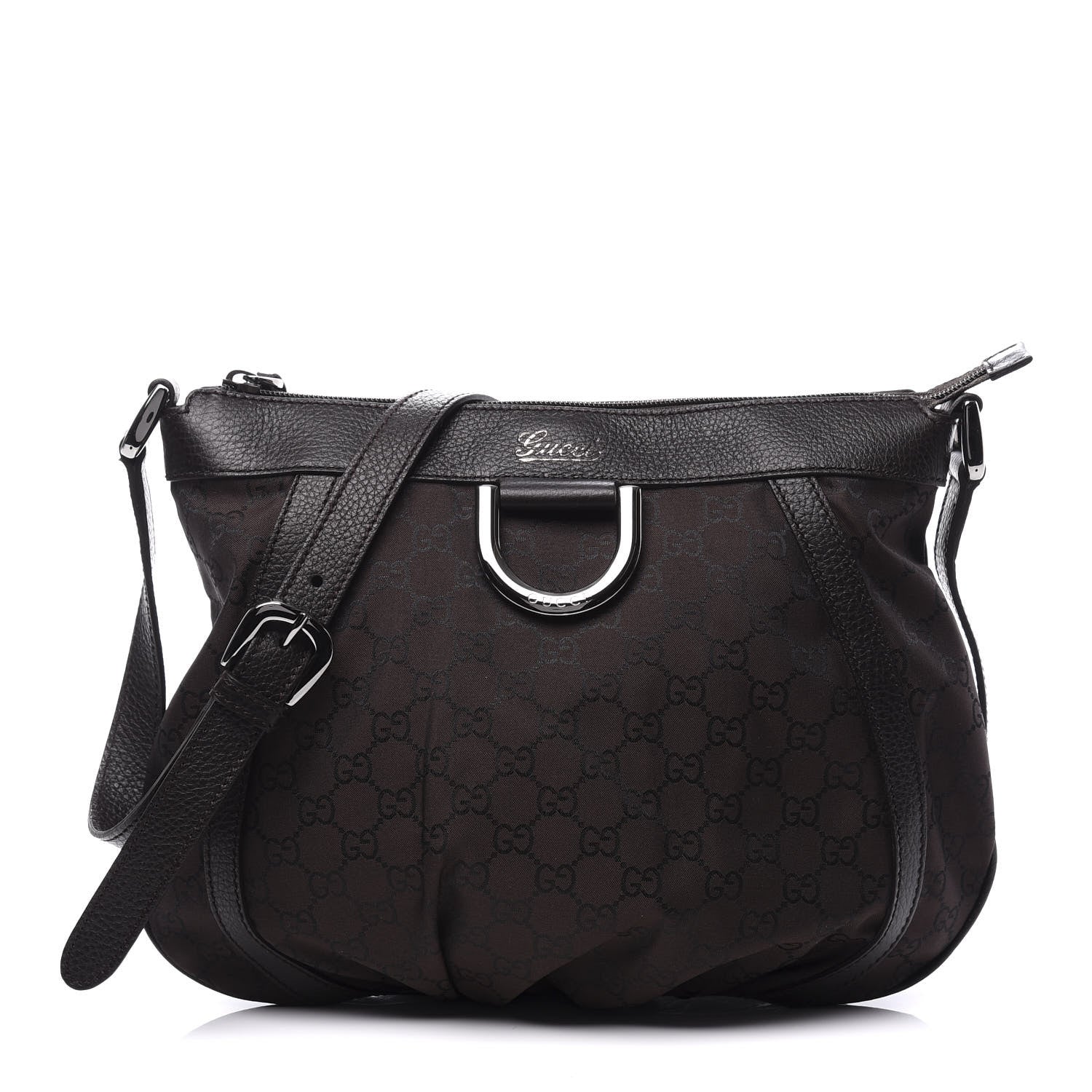 Gucci Nylon Monogram Small D Silver Ring Messenger Brown 1 of 10