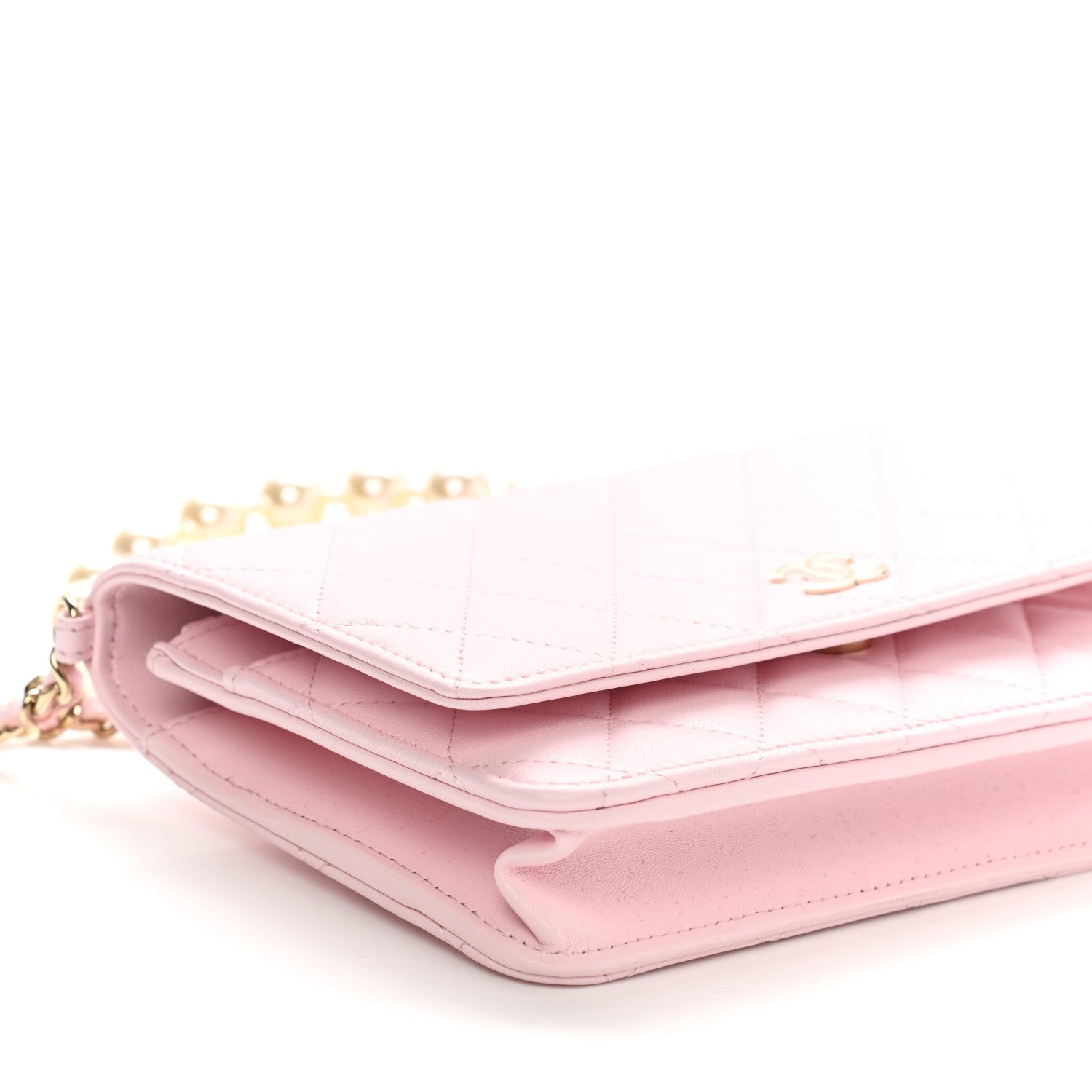 Chanel Lambskin Quilted Pearl Wallet On Chain WOC Pink 18 of 22