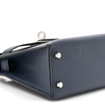 Hermes Chevre Mysore Verso Mini Kelly Sellier 20 Bleu Navy Bleu Zellige 9 of 11