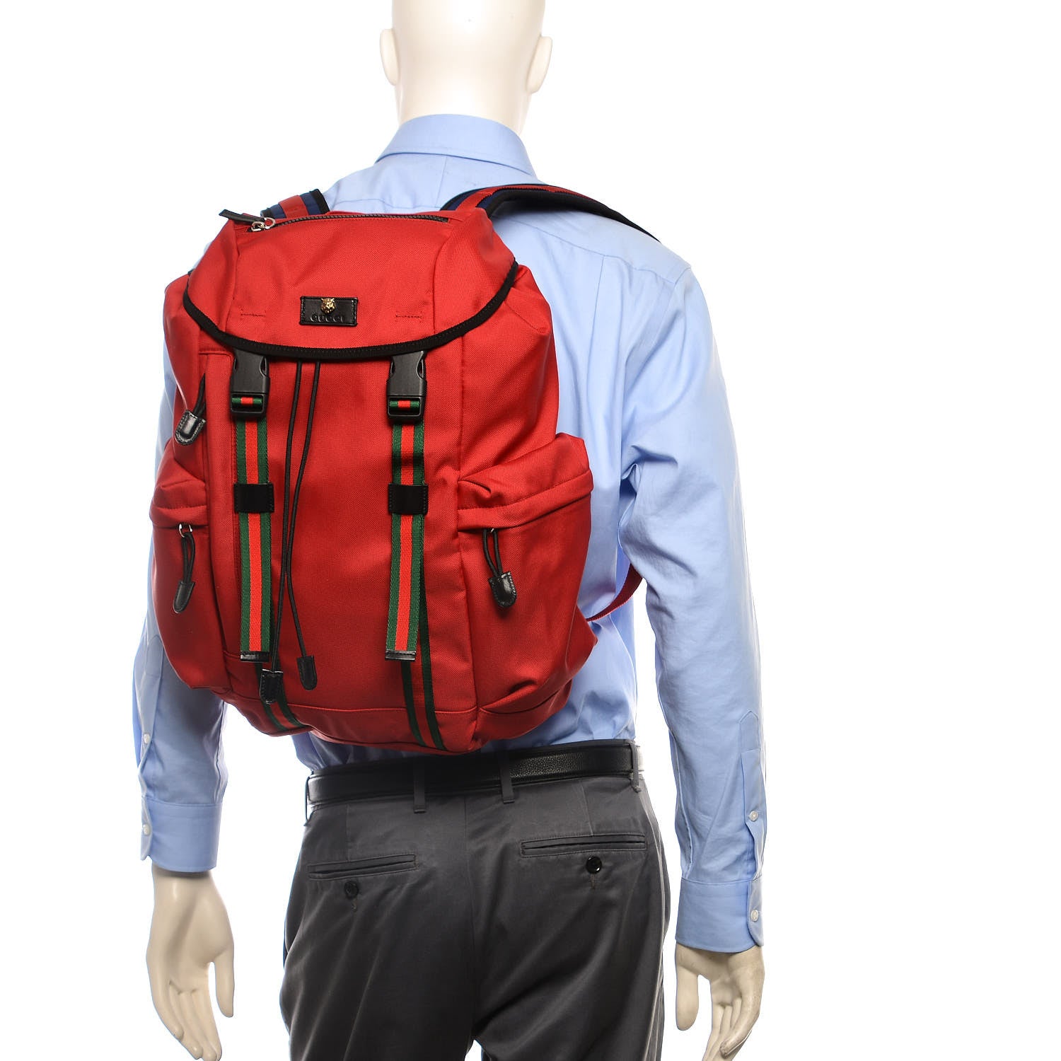 Gucci Techno Canvas Web Double Buckle Backpack Red 2 of 9