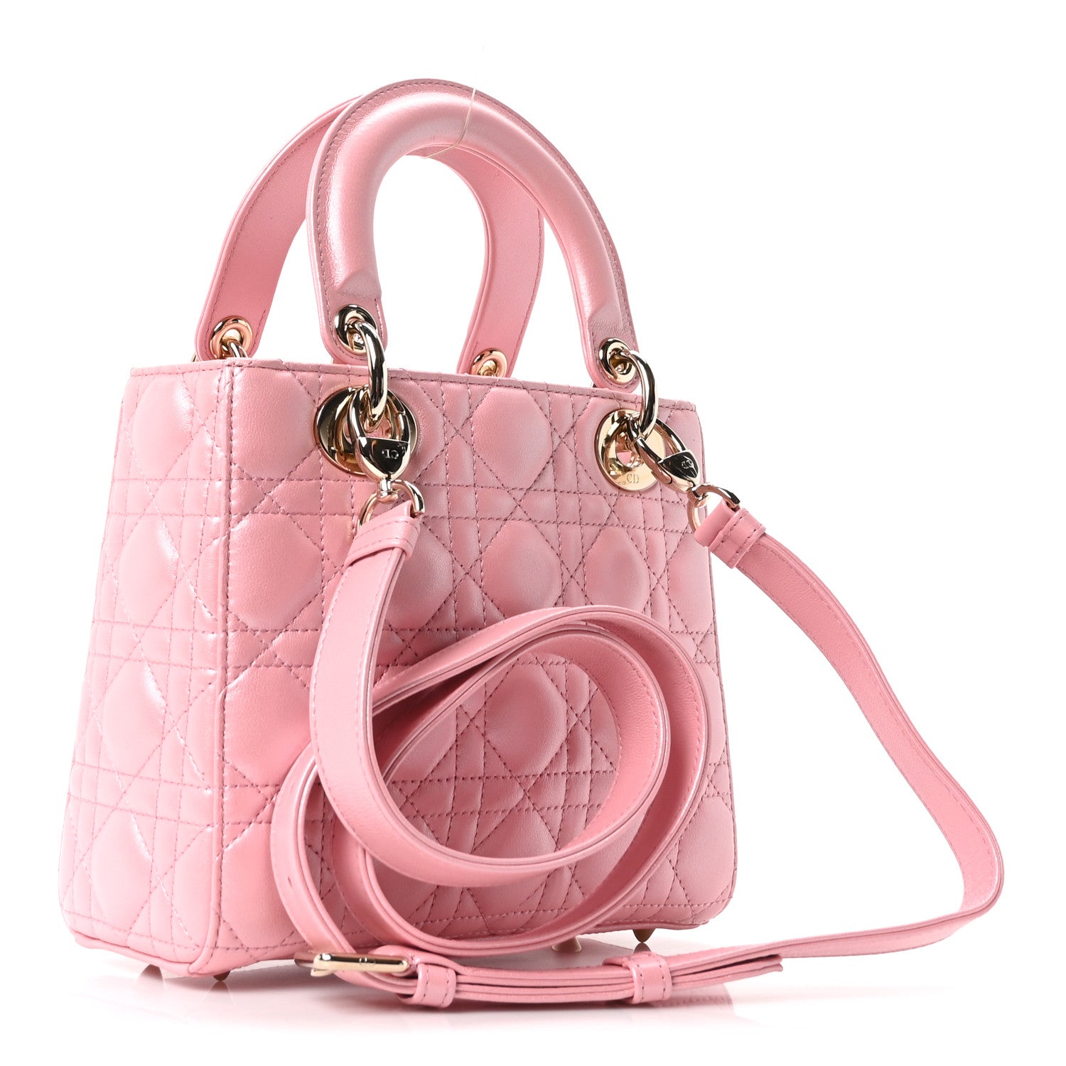 Christian Dior Metallic Lambskin Cannage Small Lady Dior Melacoton 3 of 10