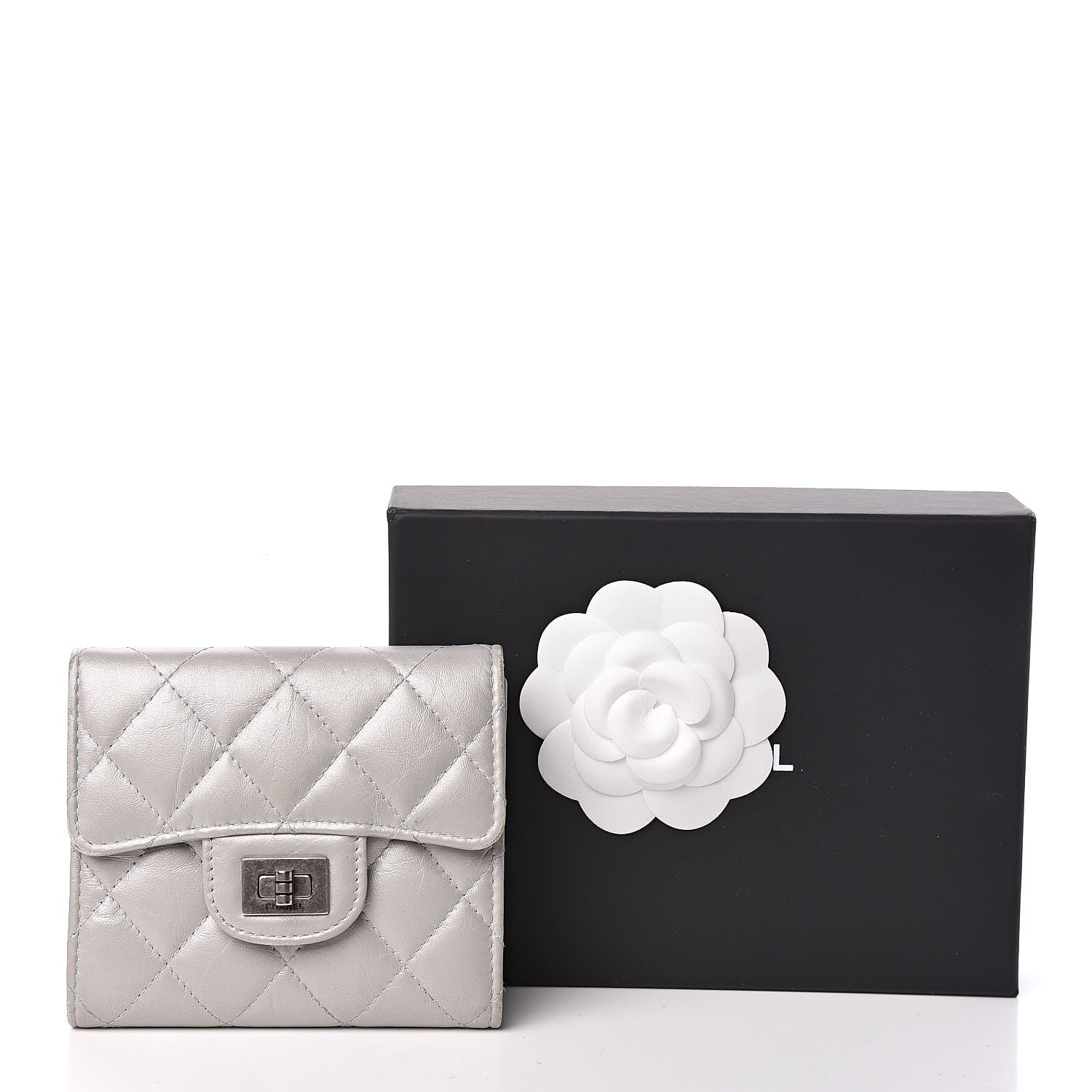 Chanel Aged Calfskin Quilted Reissue Compact Wallet Grey 13 of 13