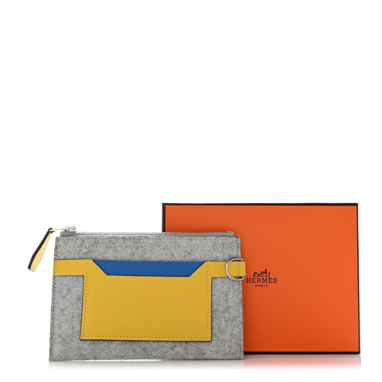 Felt Epsom Colorblock Toodoo 29 Zip Pouch Gris Clair Blue Hydra Jaune De Naples