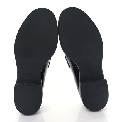 Prada Spazzolato Metal Triangle Logo 50mm Loafers 38 Black 5 of 8
