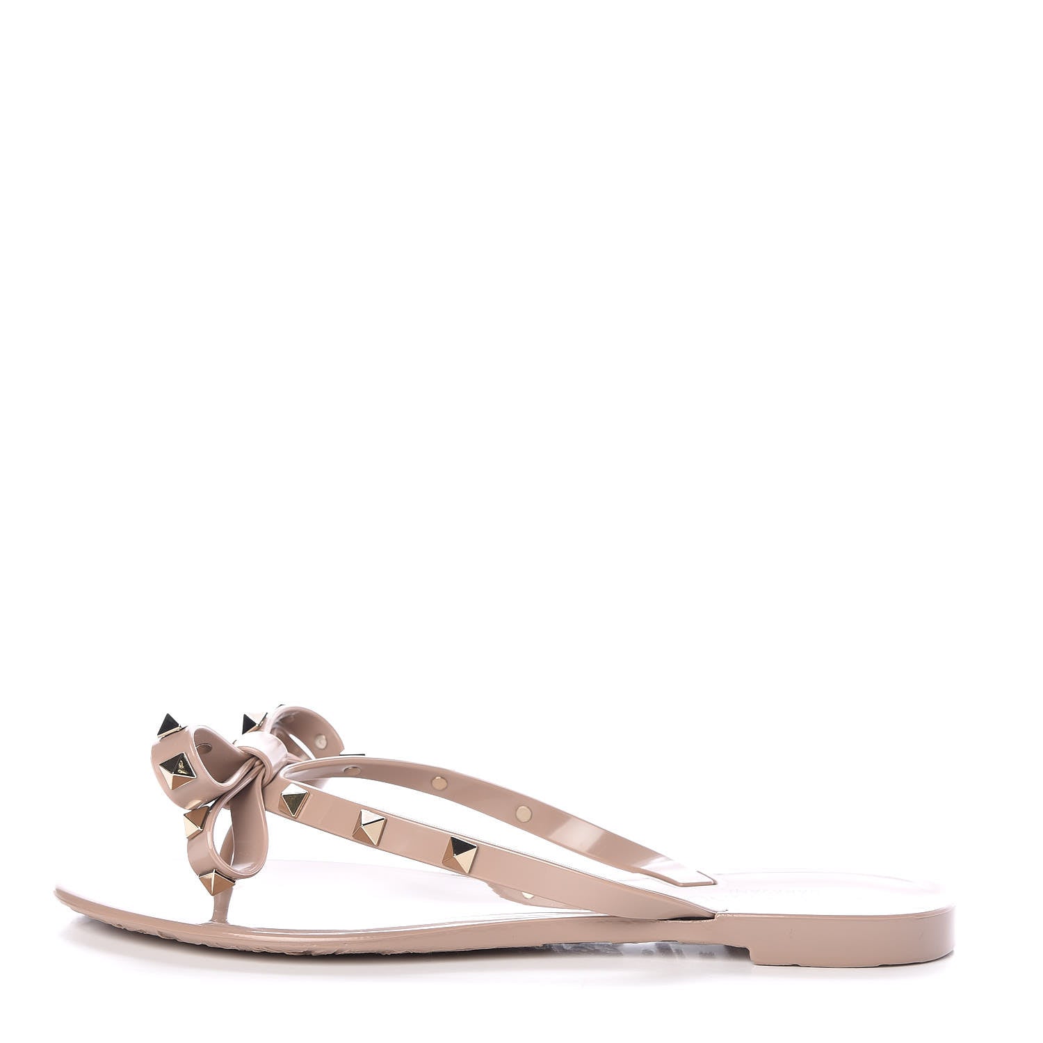 Valentino Garavani PVC Jelly Rockstud Bow Thong Sandals 38 Poudre 1 of 7