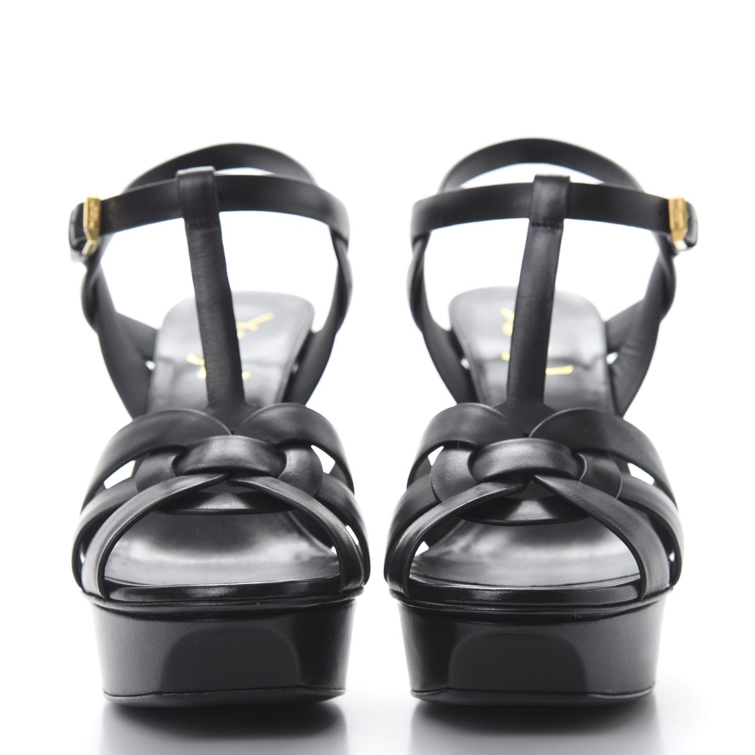 Saint Laurent Calfskin Tribute 75 Platform Sandals 36.5 Black 2 of 8