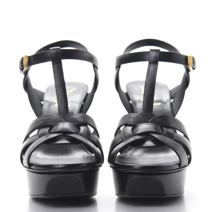 Saint Laurent Calfskin Tribute 75 Platform Sandals 36.5 Black 2 of 8