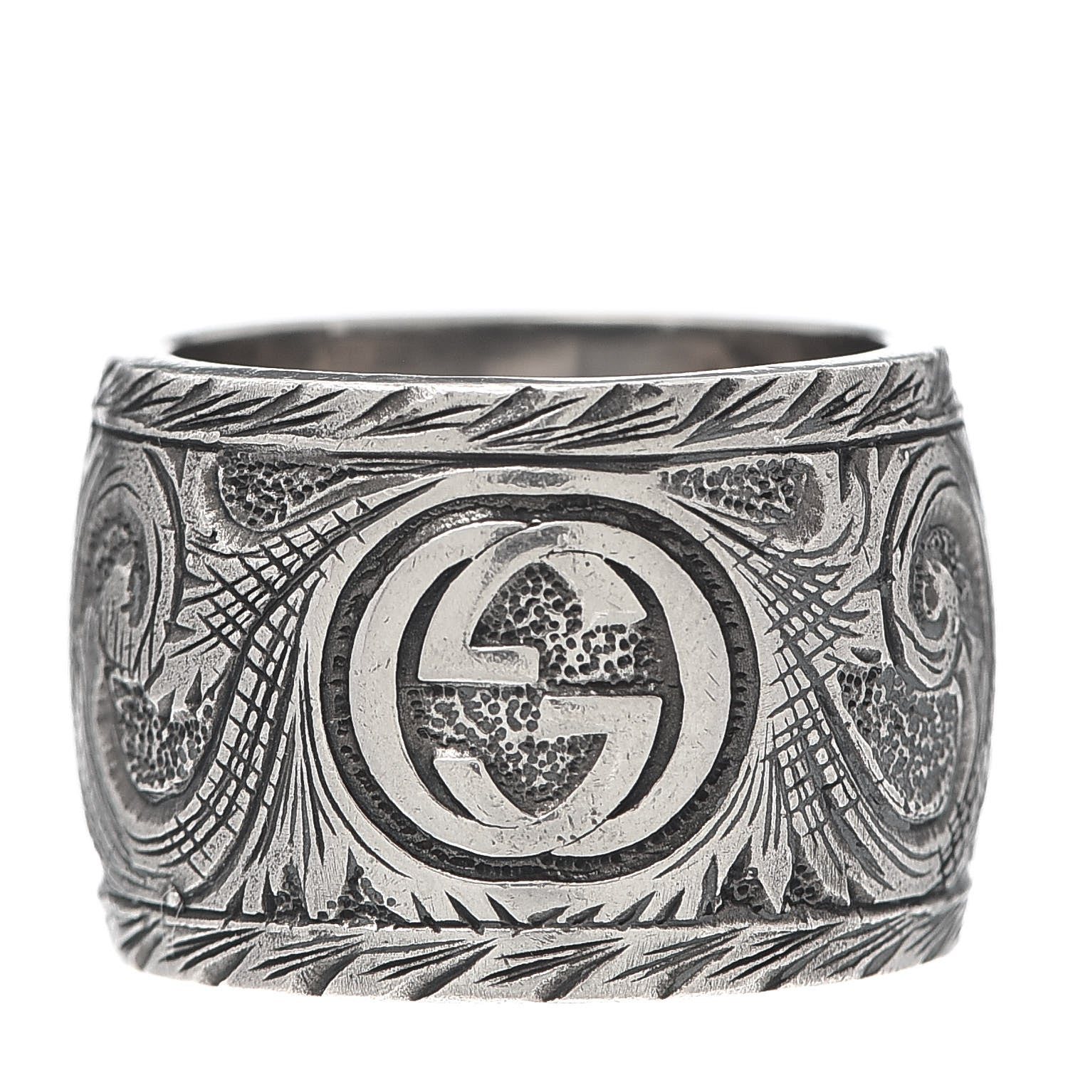 Gucci Sterling Silver Wide Feline Band Ring 53 6.25 3 of 4