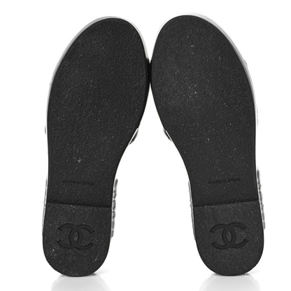 Chanel Lambskin Quilted CC Espadrille Slip On Sandals 35 Black 6 of 10