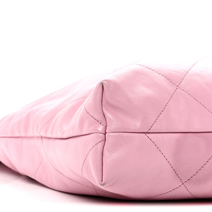 Chanel Shiny Calfskin Quilted Chanel 22 Drawstring Bag Pink 10 of 11