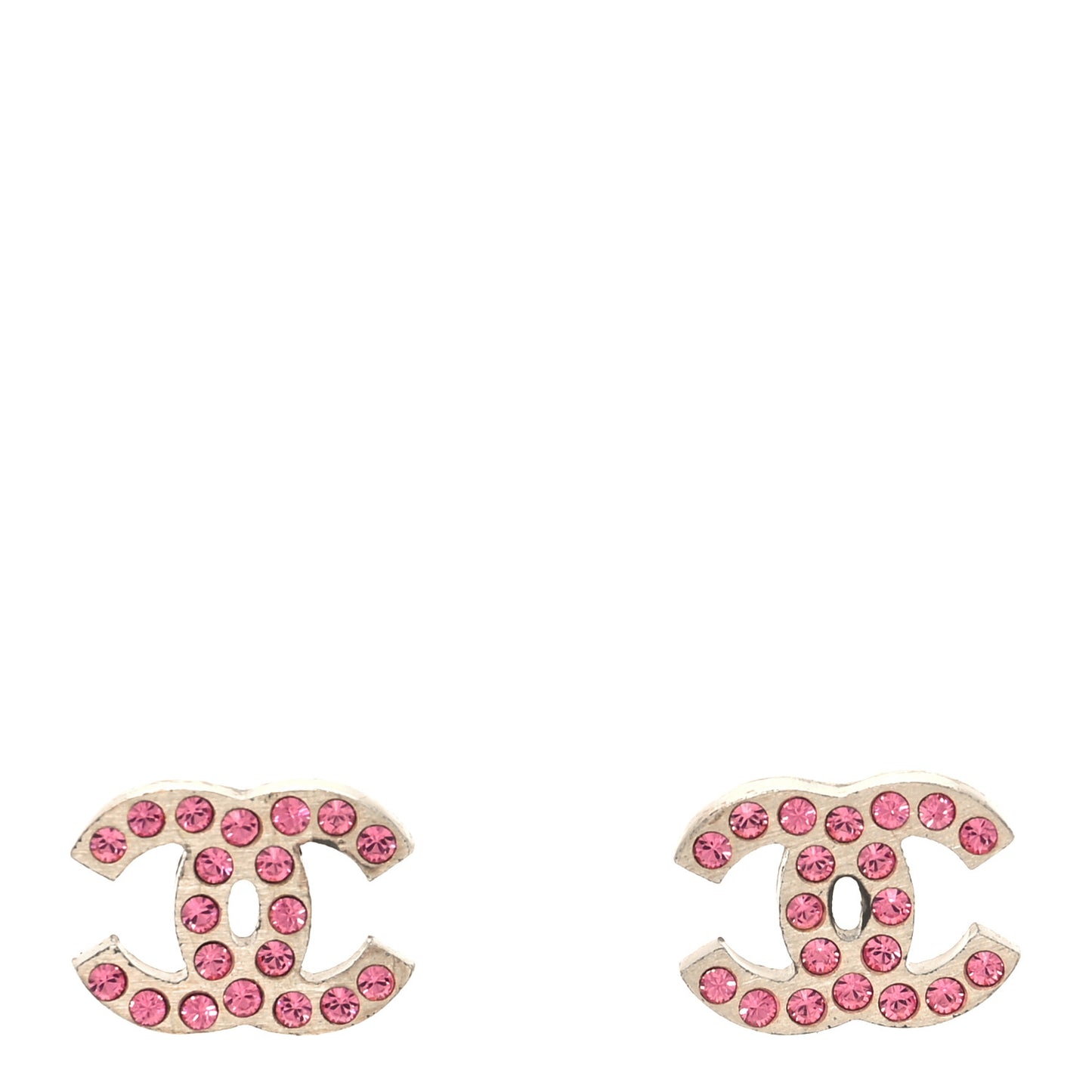 Crystal CC Earrings Matte Silver Pink