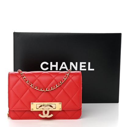 Chanel Lambskin Quilted Golden Class Wallet on Chain WOC Red 12 of 12