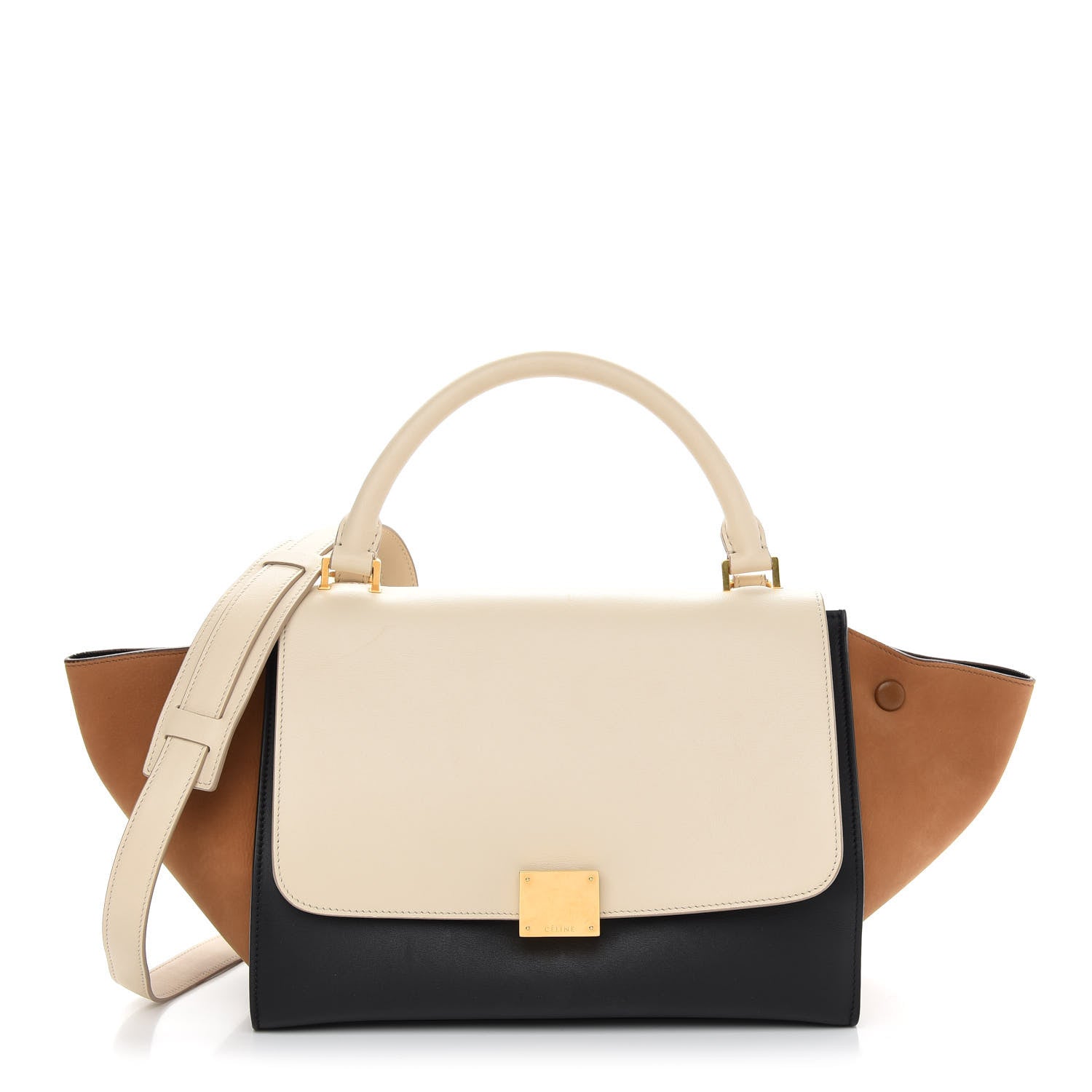 Celine Smooth Calfskin Suede Small Tri-Color Trapeze White 1 of 8