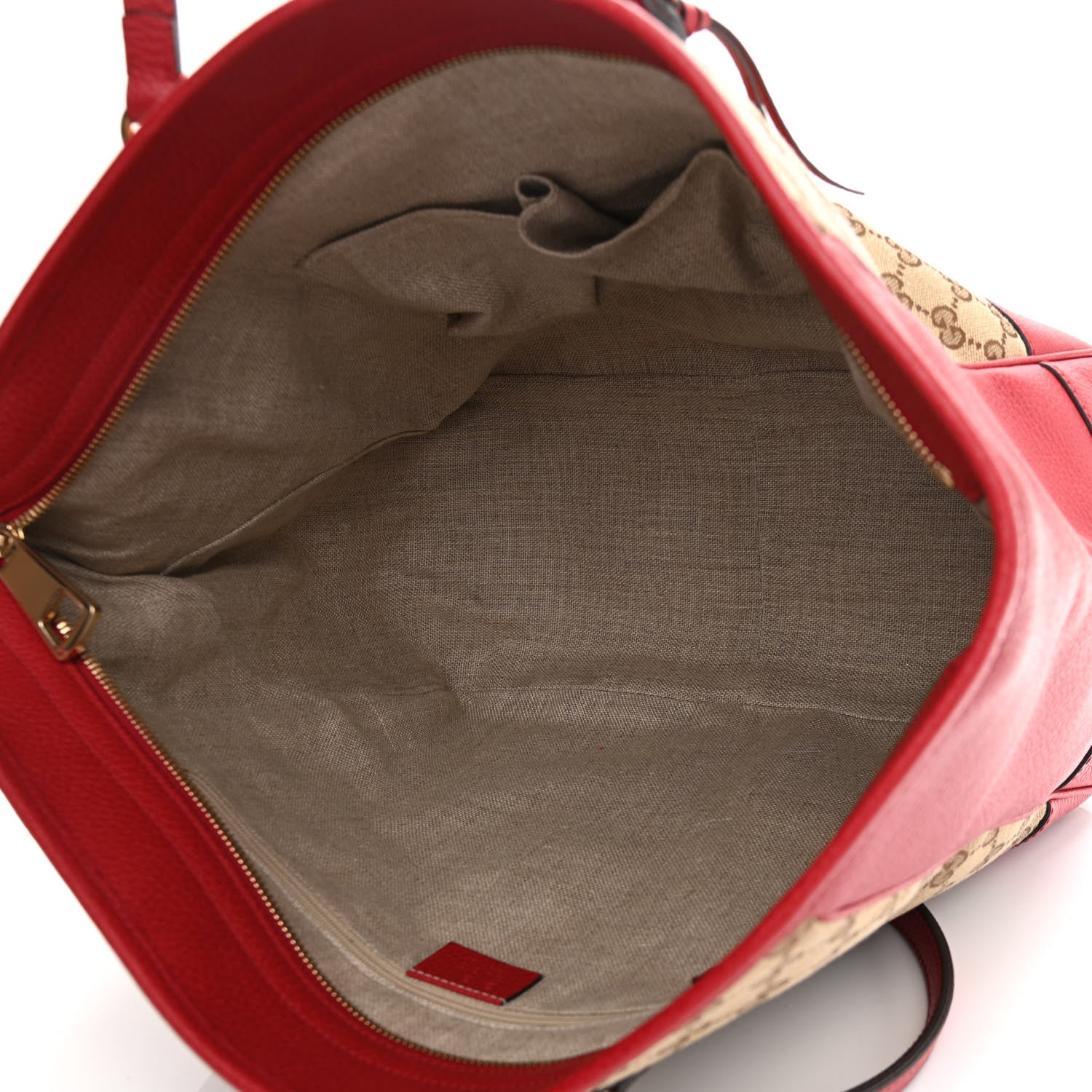 Gucci Monogram Bree Zippered Tote Beige Red 5 of 10