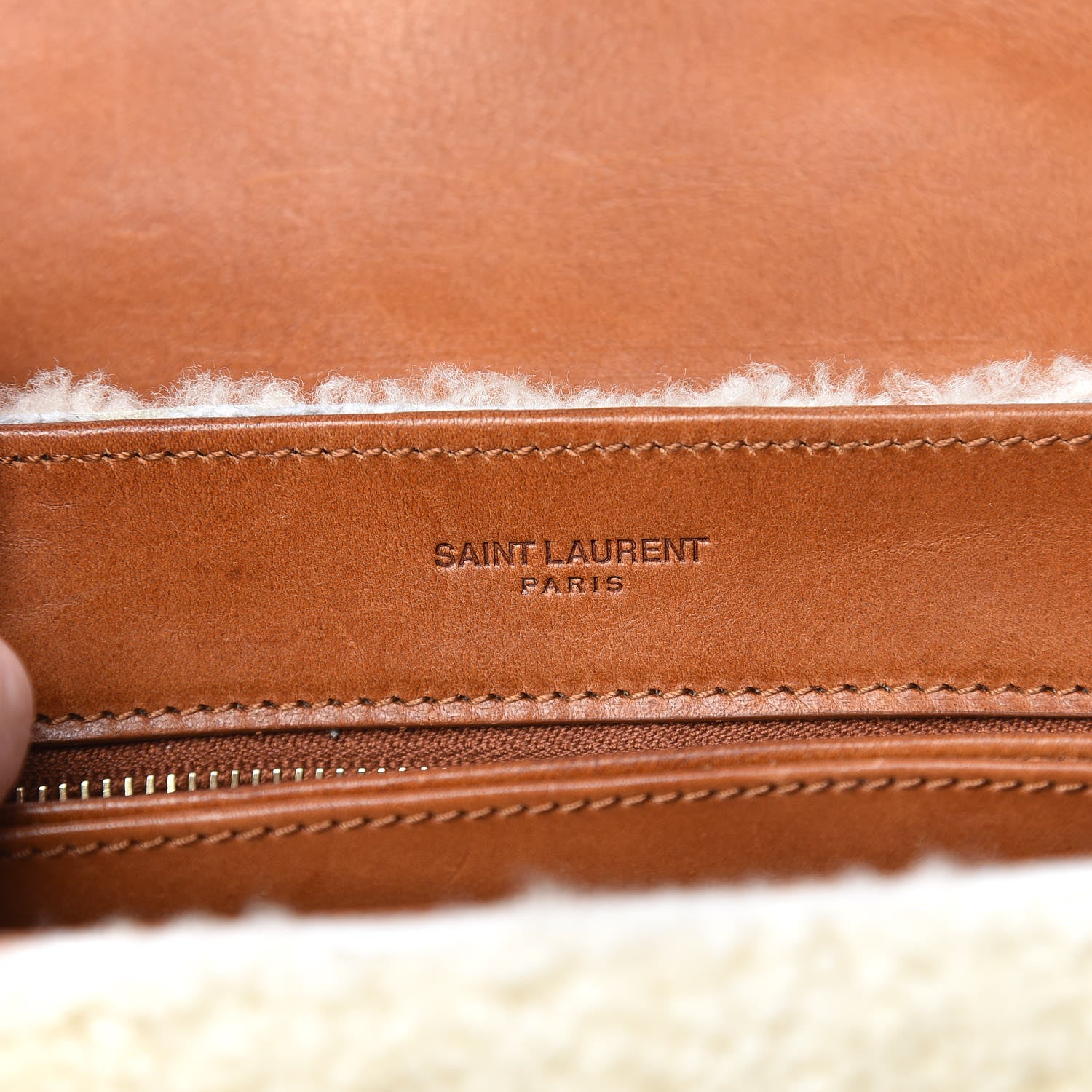 Saint Laurent Shearling Toy Loulou Shoulder Bag Natural 7 of 13