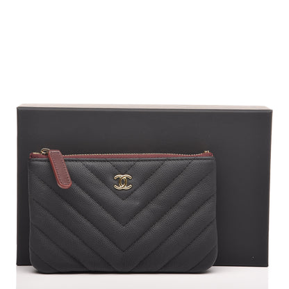 Chanel Caviar Chevron Quilted Small Cosmetic Case Black 10 of 10