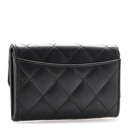 Chanel Caviar Quilted Flap Card Holder Wallet Black 3 of 9