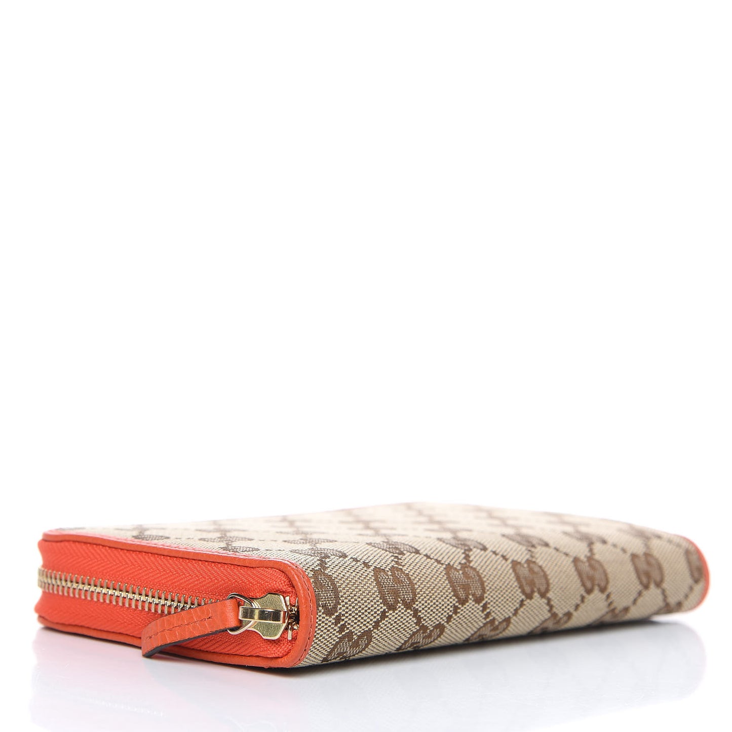 Monogram Dollar Calfskin Zip Around Wallet Beige Ebony Sun Orange